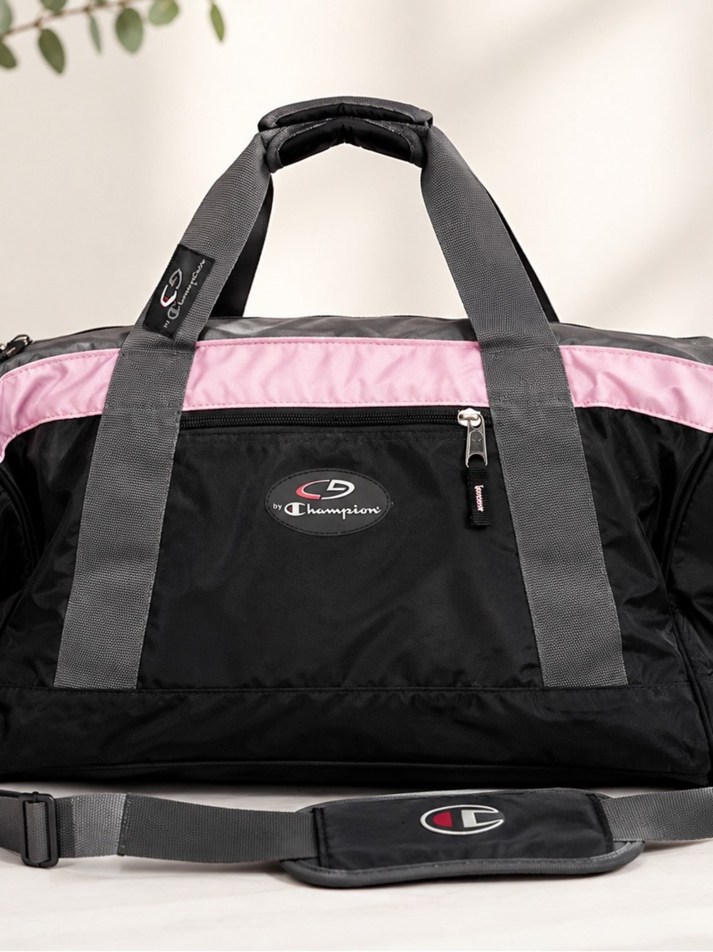 Champion Black and Pink Women's Travel Duffel Bag